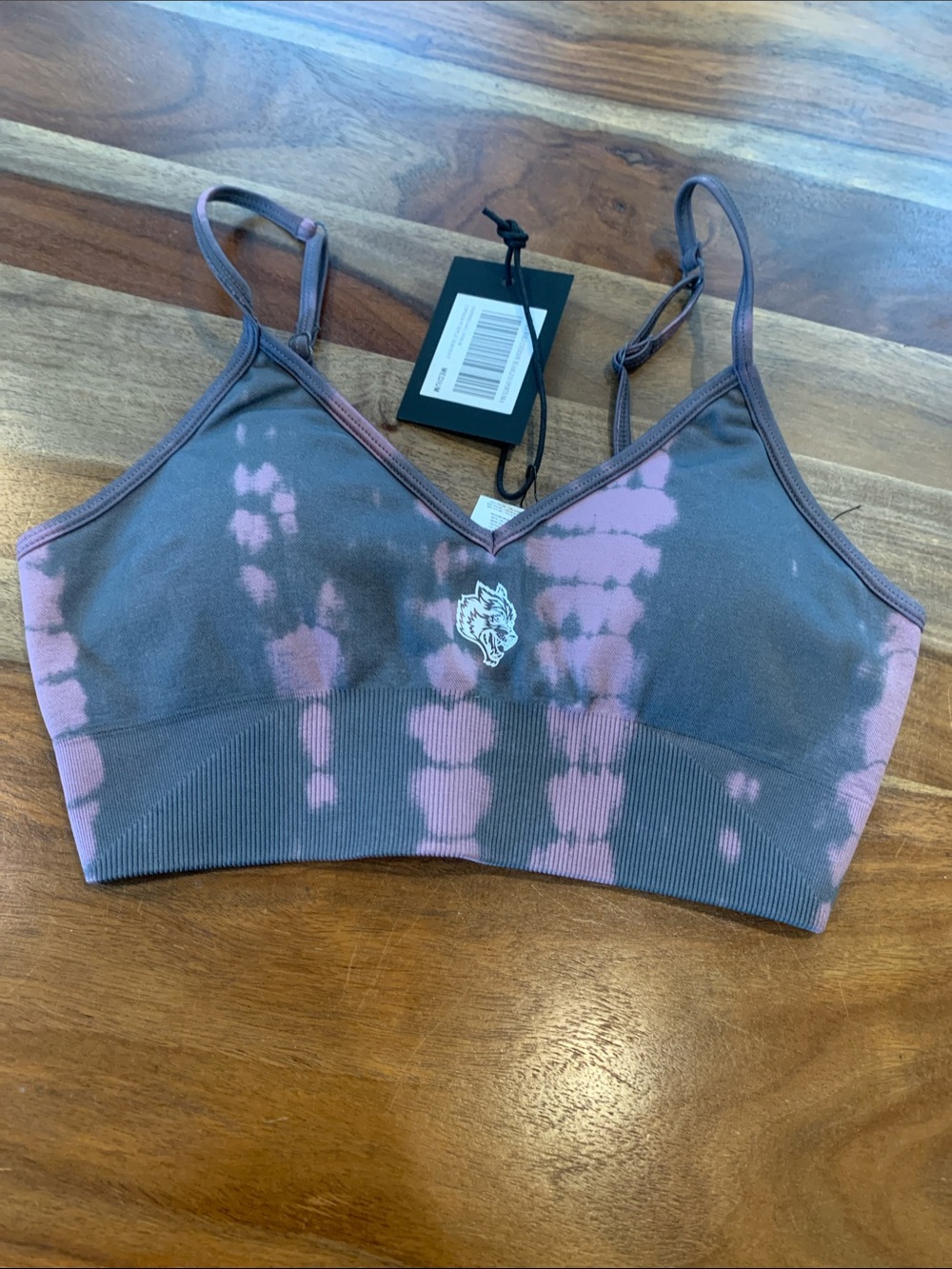 Darc Sport Taupe and Pink Tie-Dye Seamless Sports Bra